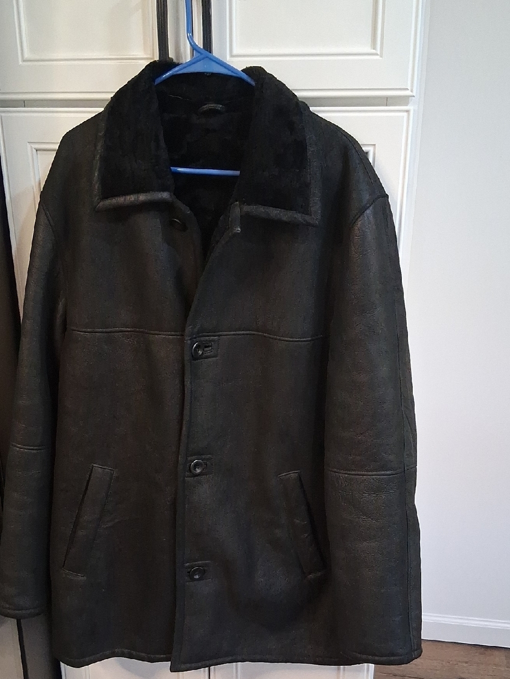 Studio Black Genuine Lambskin Leather Coat EU 54